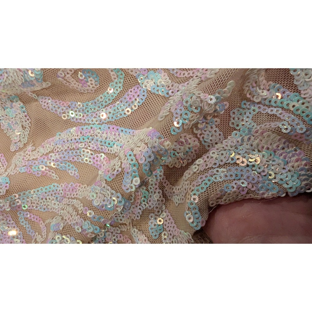 Windsor Priya Iridescent Sequin Lace Up Back Formal Prom Gown Ethereal Sz L - Picture 6 of 9